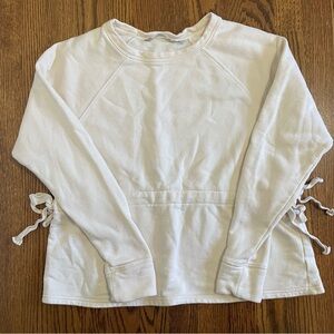 Athleta Cream Colored Sweatshirt Pullover Waist Cinch Size Small